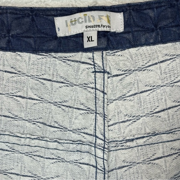 Urban Outfitters Lucid FC Denim Shorts Mens XL Blue Quilted Embroidery Logo NWOT - Picture 5 of 9